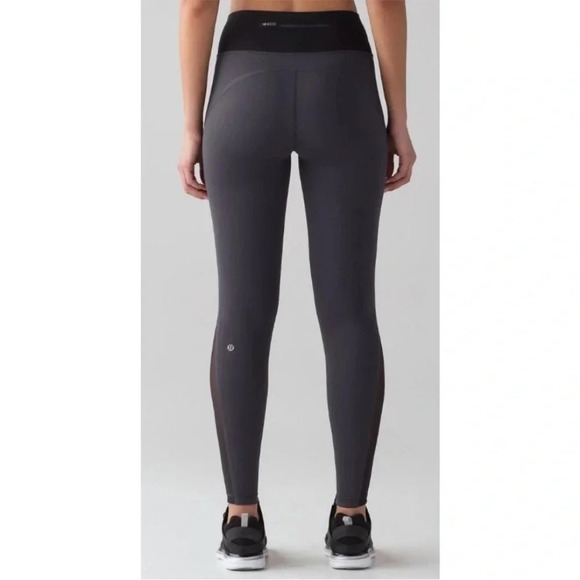 Lululemon Smooth Stride Blue Tied & Black Athletic Leggings 4 - Picture 2 of 7